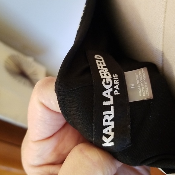 KARL LAGERFELD PARIS Black&White SZ 14 Dress with Side Ruching. - Picture 6 of 12